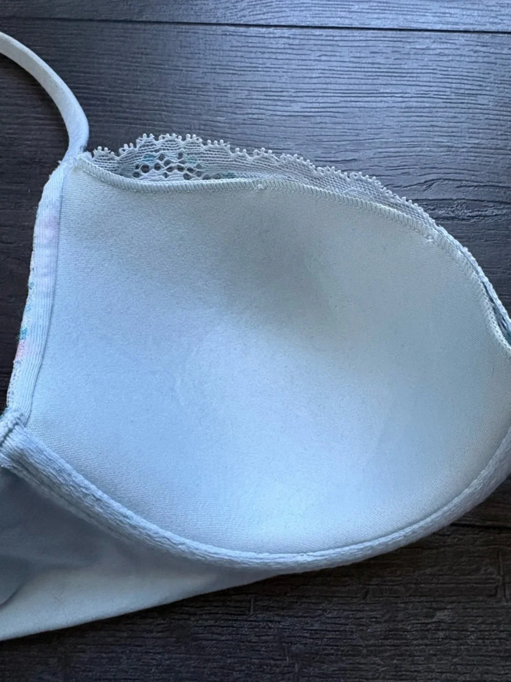 Victoria's Secret Body By Victoria Lined Demi Lace Floral Bra Lt Blue/Pink 34C